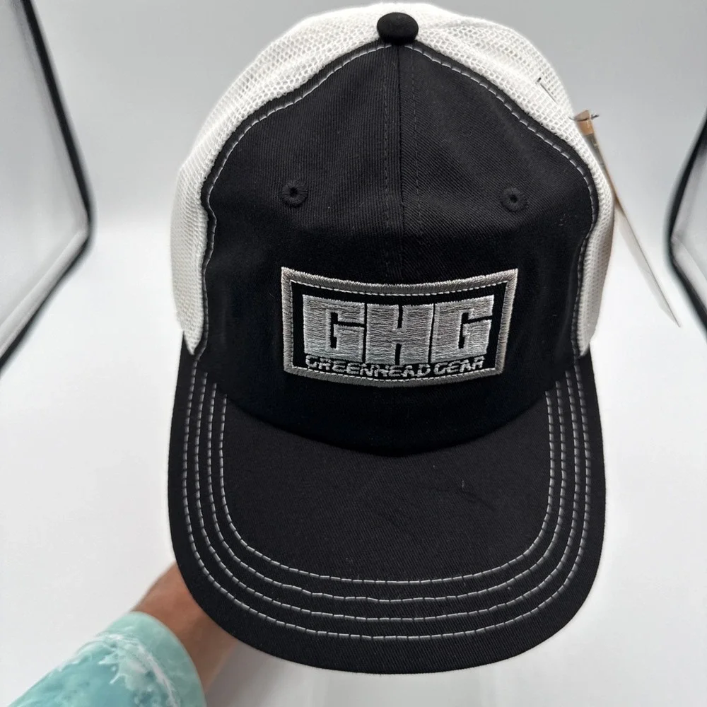 AVERY GREENHEAD GEAR GHG LOGO MESH BACK‎ TRUCKER HAT BALL CAP BLACK GREY WHITE